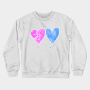 Cute blue and pink hearts in love Crewneck Sweatshirt